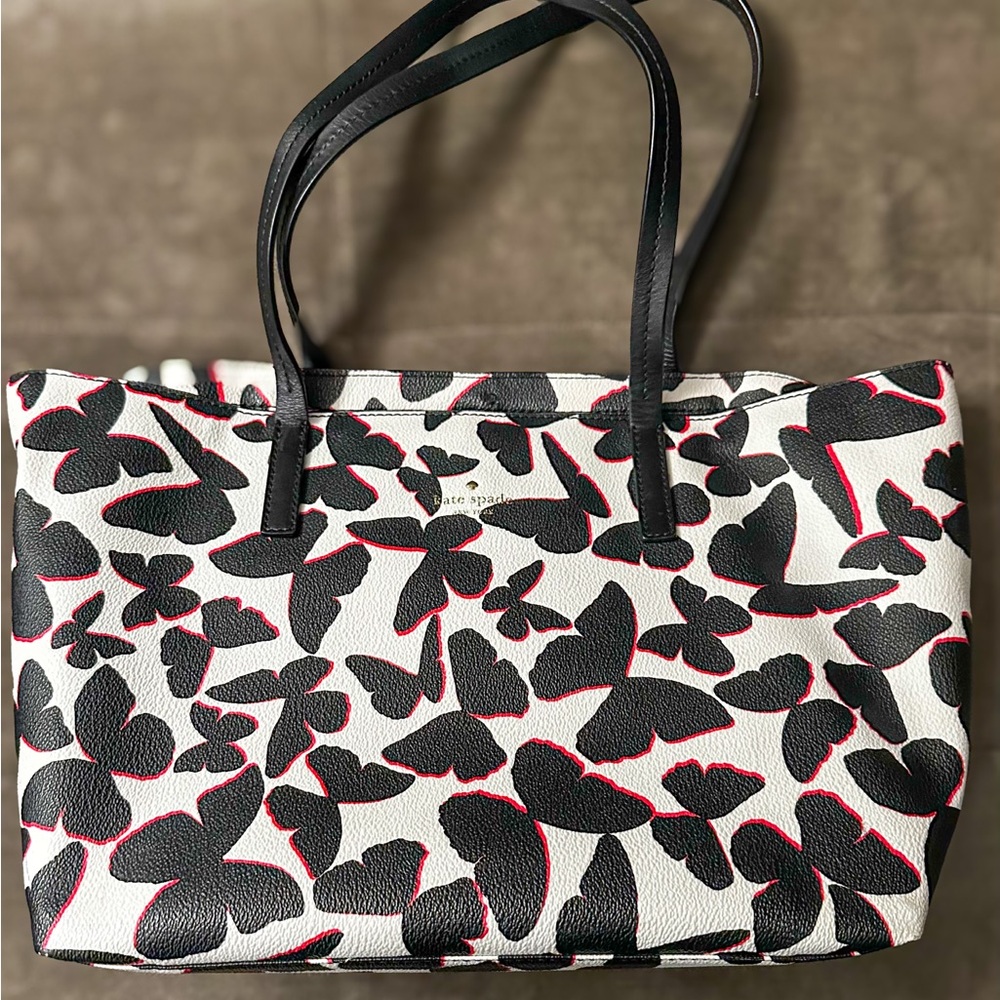 Kate Spade Black and White Butterfly Tote